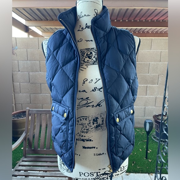 J.Crew Quilted Excursion Down Vest Hi Collar Patch Pocket Re-Imagined Petite PS - Picture 15 of 15